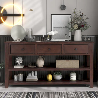 Retro Design Console Table with Two Open Shelves
