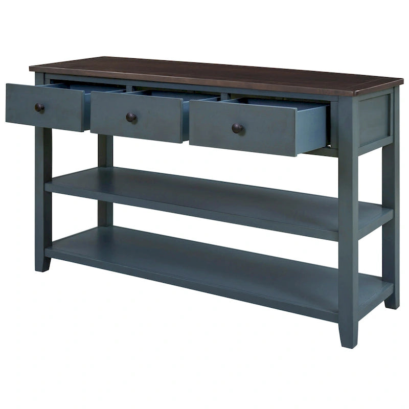 Retro Design Console Table with Two Open Shelves