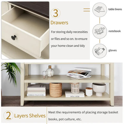 Retro Design Console Table with Two Open Shelves