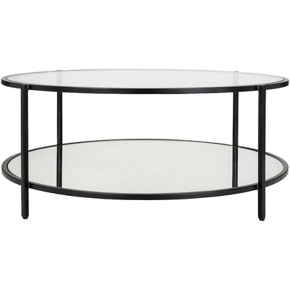 Alecsis Glass Round Coffee Table - 14H x 36W x 36D