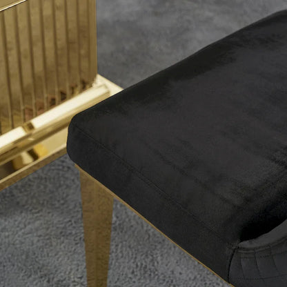 Velvet Dining Room Chairs with Reticulate Texture Back and Metal Trim Top