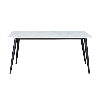 Somette Mariana White Ceramic Dining Table with Matte Black Base