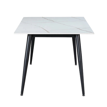 Somette Mariana White Ceramic Dining Table with Matte Black Base