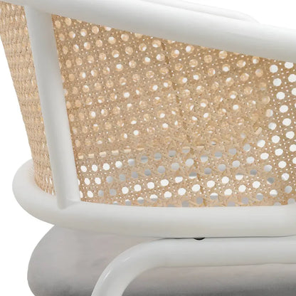Ervilla Modern Stylish Side Chair with Rattan Back and White Steel Legs for Dining Room & Kitchen, Set of 2