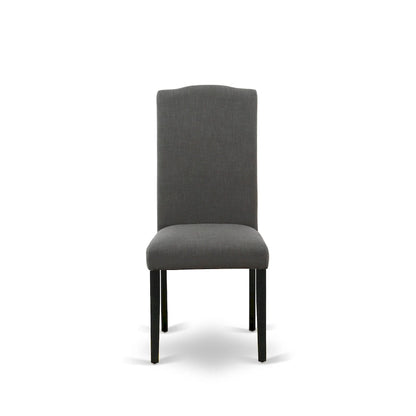 East West Furniture Dining Set-a Dining Table & Black Parson Chairs, Wire brushed Black.(Upholstered & Pieces Options)