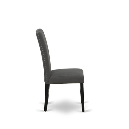 East West Furniture Dining Set-a Dining Table & Black Parson Chairs, Wire brushed Black.(Upholstered & Pieces Options)