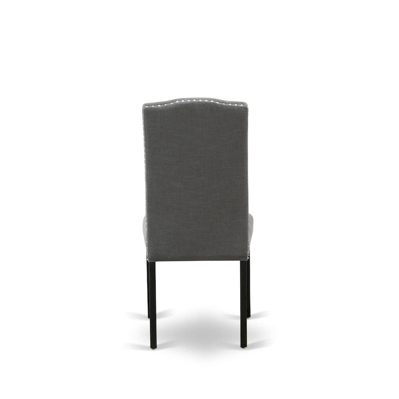 East West Furniture Dining Set-a Dining Table & Black Parson Chairs, Wire brushed Black.(Upholstered & Pieces Options)