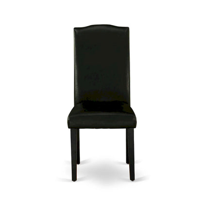 East West Furniture Dining Set-a Dining Table & Black Parson Chairs, Wire brushed Black.(Upholstered & Pieces Options)