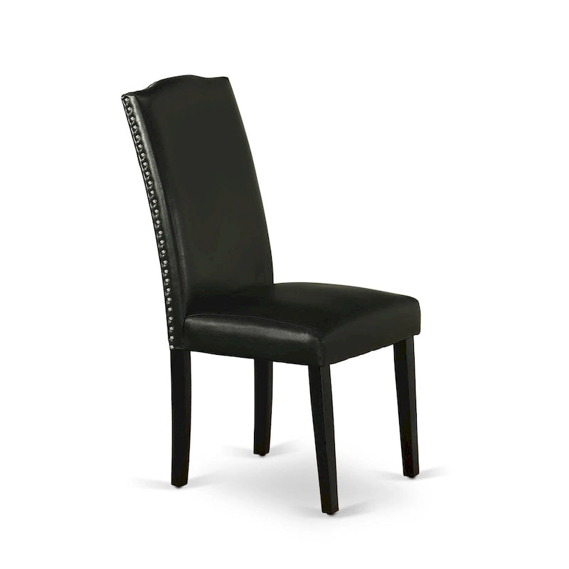 East West Furniture Dining Set-a Dining Table & Black Parson Chairs, Wire brushed Black.(Upholstered & Pieces Options)