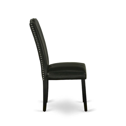 East West Furniture Dining Set-a Dining Table & Black Parson Chairs, Wire brushed Black.(Upholstered & Pieces Options)