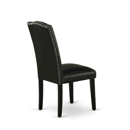 East West Furniture Dining Set-a Dining Table & Black Parson Chairs, Wire brushed Black.(Upholstered & Pieces Options)