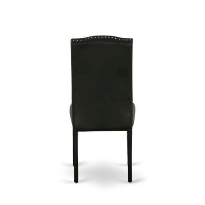 East West Furniture Dining Set-a Dining Table & Black Parson Chairs, Wire brushed Black.(Upholstered & Pieces Options)