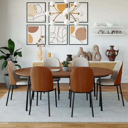 LeisureMod Tule Dining Side Chair with Upholstered Seat and Back