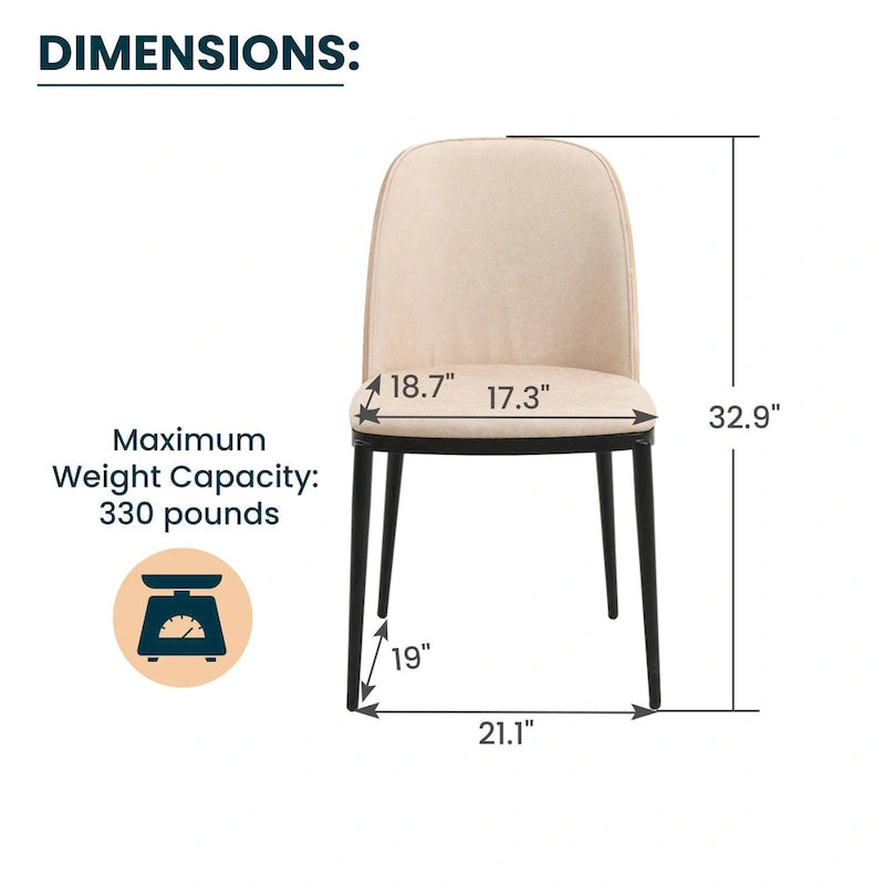LeisureMod Tule Dining Side Chair with Upholstered Seat and Back