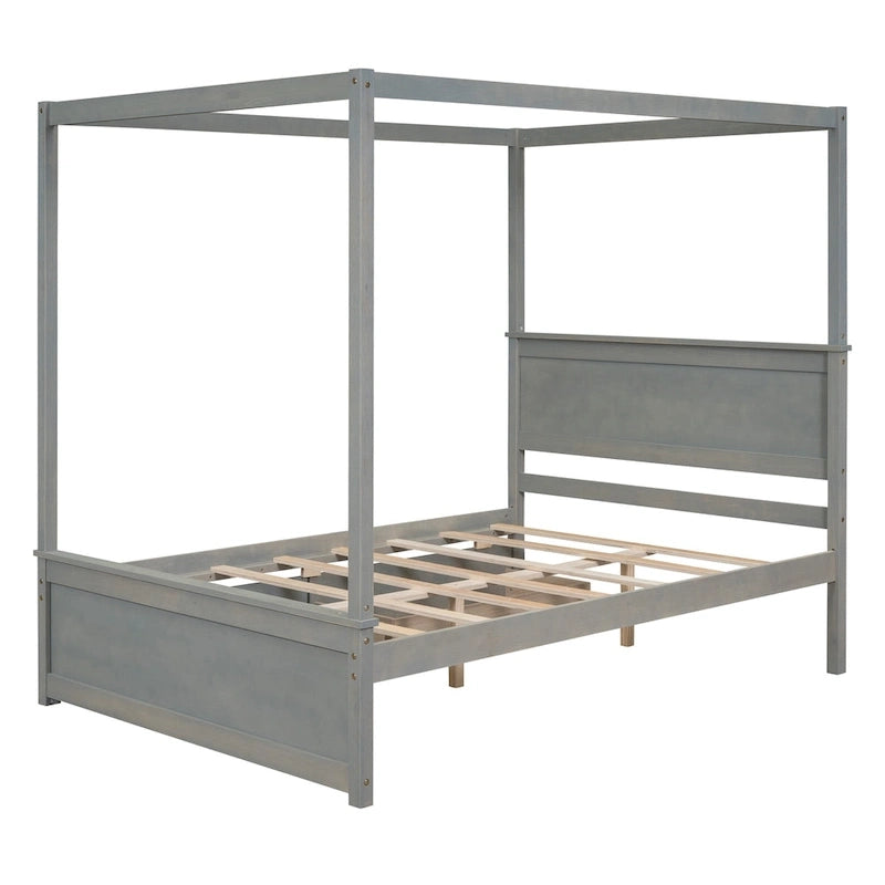 Full Size Wood Canopy Bed with two Drawers