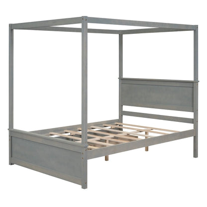 Full Size Wood Canopy Bed with two Drawers
