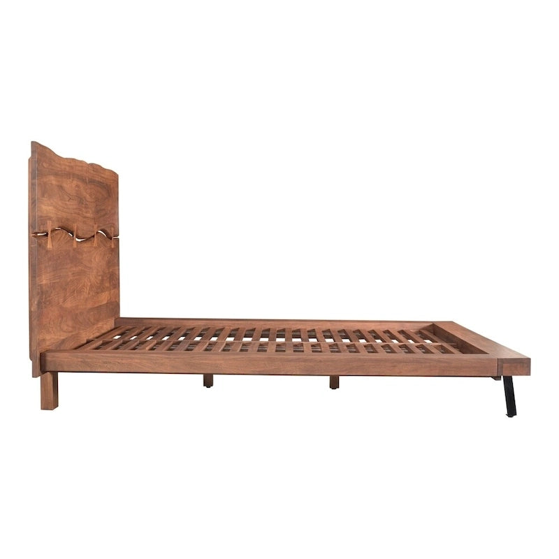 Aurelle Home Marlene Brown Rustic Acacia Wood Platform Bed