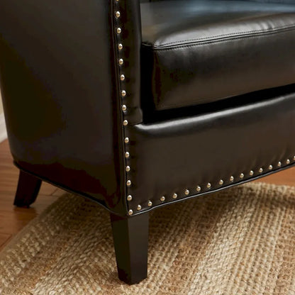 Austin Black Bonded Leather Club Chair by Christopher Knight Home