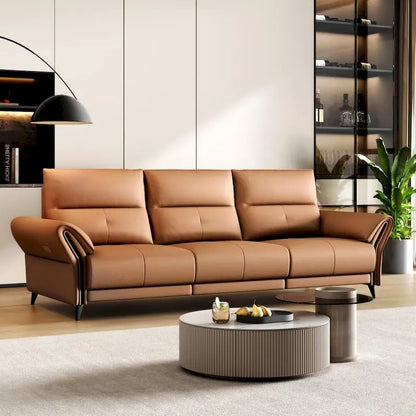 112.5 Vegan Leather Power Reclining Sofa with USB Charging Port