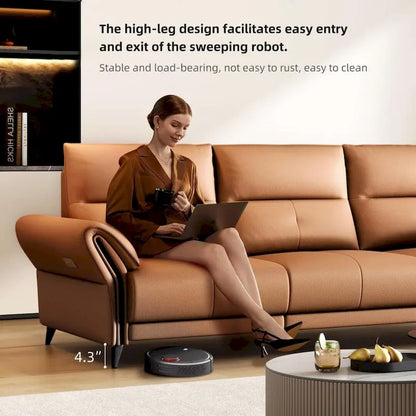 112.5 Vegan Leather Power Reclining Sofa with USB Charging Port