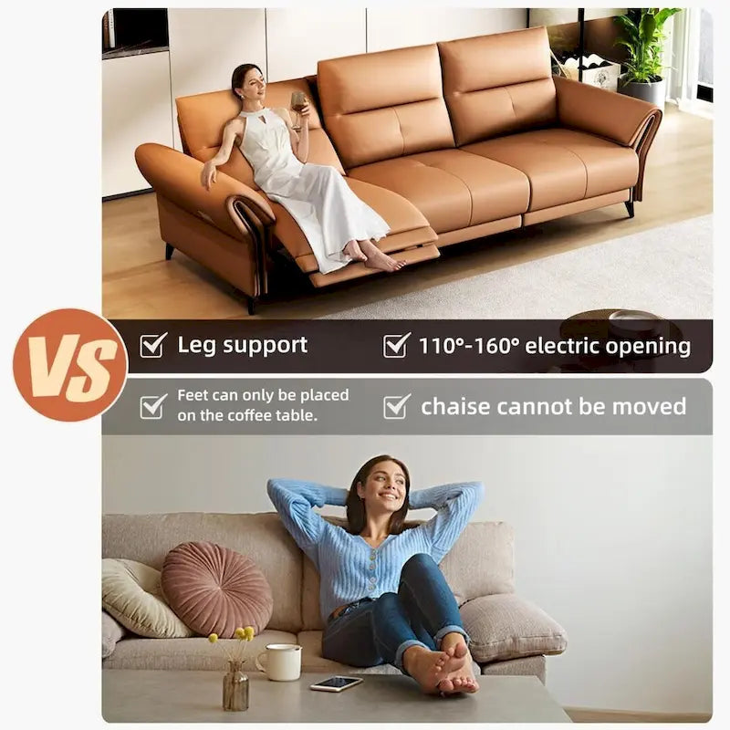112.5 Vegan Leather Power Reclining Sofa with USB Charging Port