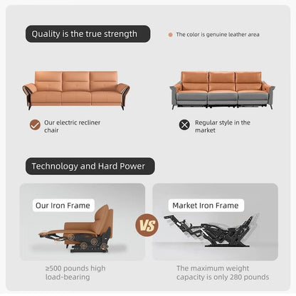 112.5 Vegan Leather Power Reclining Sofa with USB Charging Port
