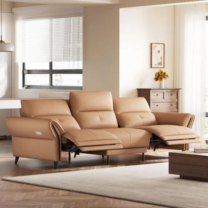112.5 Vegan Leather Power Reclining Sofa with USB Charging Port