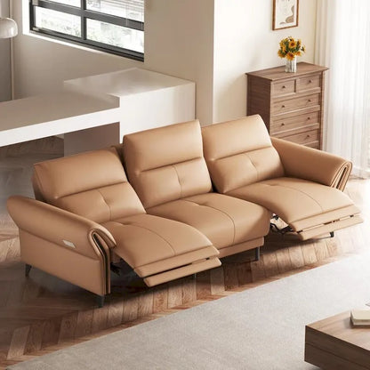 112.5 Vegan Leather Power Reclining Sofa with USB Charging Port