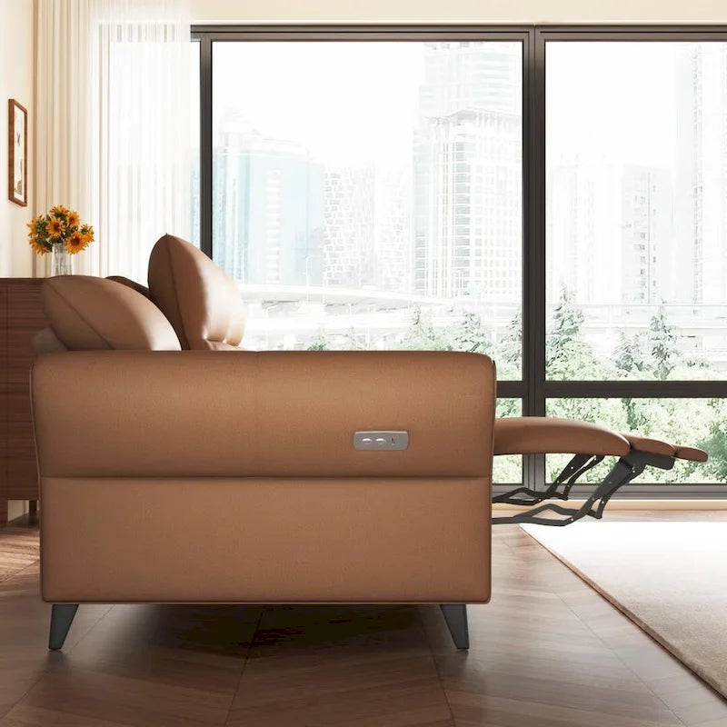 112.5 Vegan Leather Power Reclining Sofa with USB Charging Port