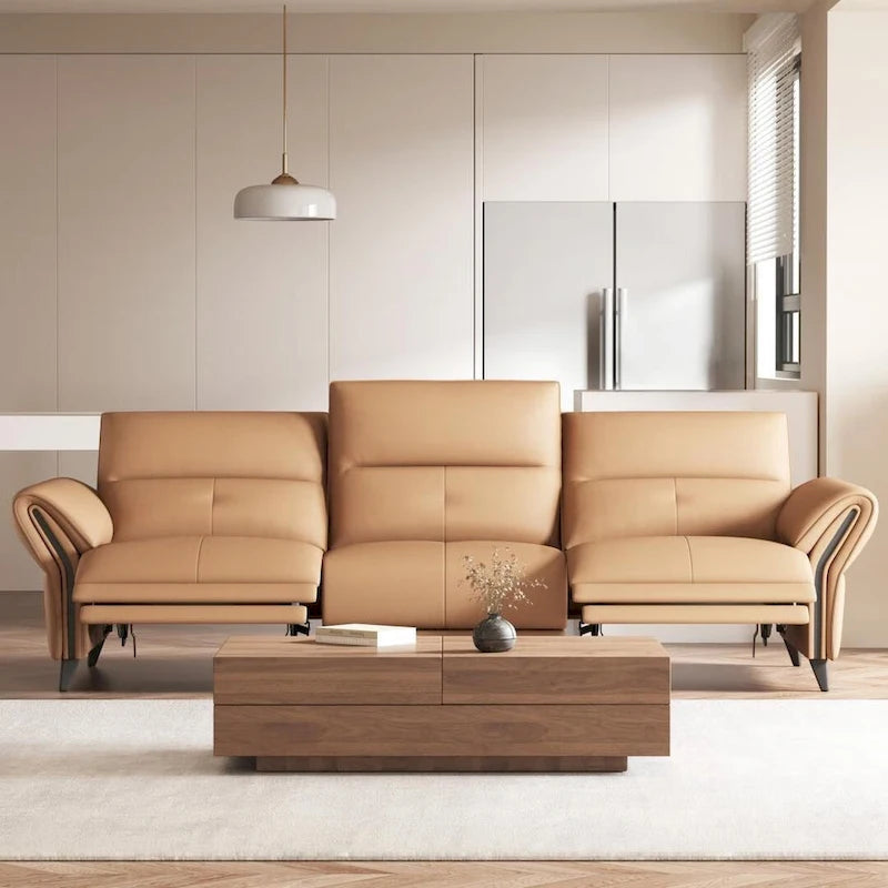 112.5 Vegan Leather Power Reclining Sofa with USB Charging Port