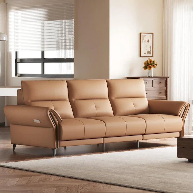 112.5 Vegan Leather Power Reclining Sofa with USB Charging Port