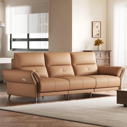 112.5 Vegan Leather Power Reclining Sofa with USB Charging Port