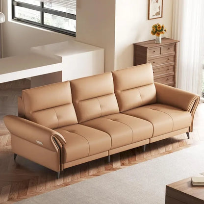 112.5 Vegan Leather Power Reclining Sofa with USB Charging Port