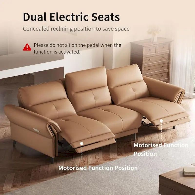 112.5 Vegan Leather Power Reclining Sofa with USB Charging Port