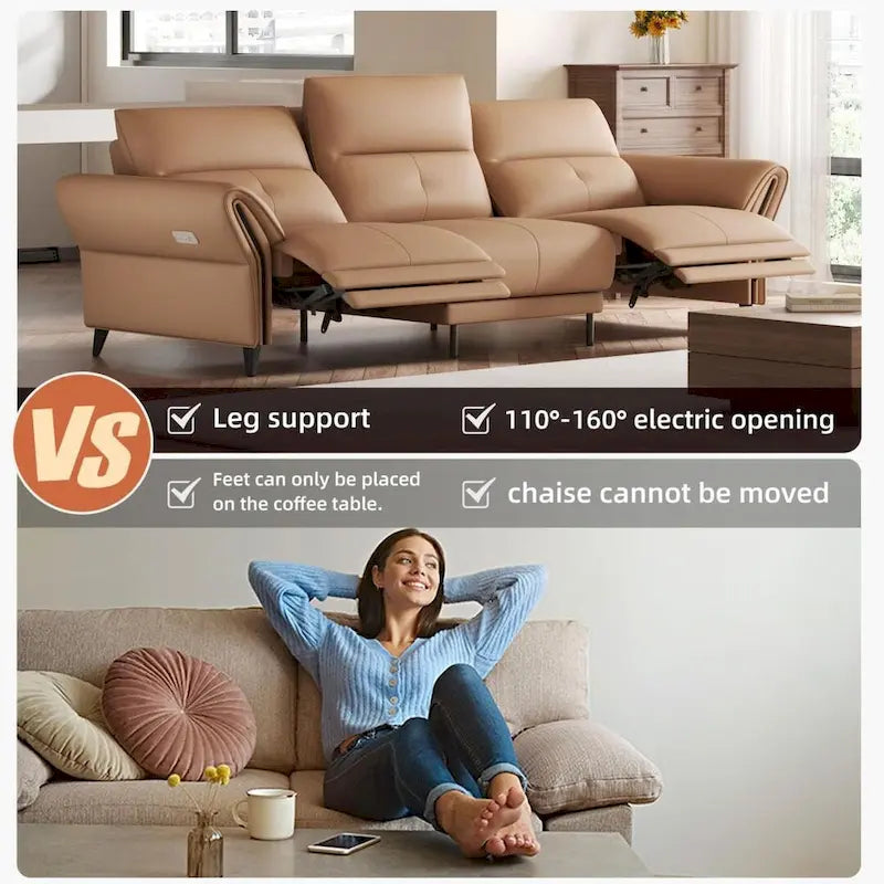 112.5 Vegan Leather Power Reclining Sofa with USB Charging Port