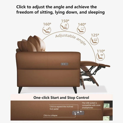 112.5 Vegan Leather Power Reclining Sofa with USB Charging Port