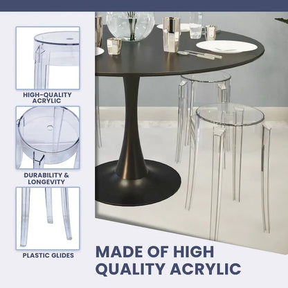 LeisureMod 18 in. High Backless Acrylic Counter Stool with Round Seat and Foot Rest - 18.1