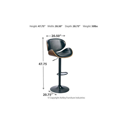 Signature Design by Ashley Harley Modern Adjustable Brown and Black Bar Stool