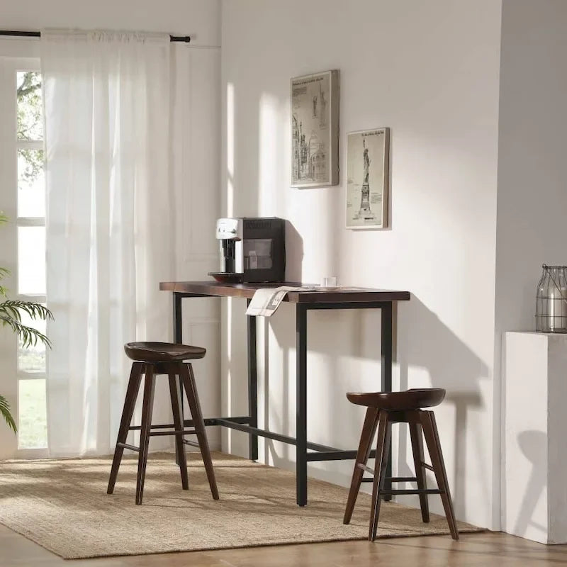 Bali Backless Wood Swivel Indoor Barstool - N/A