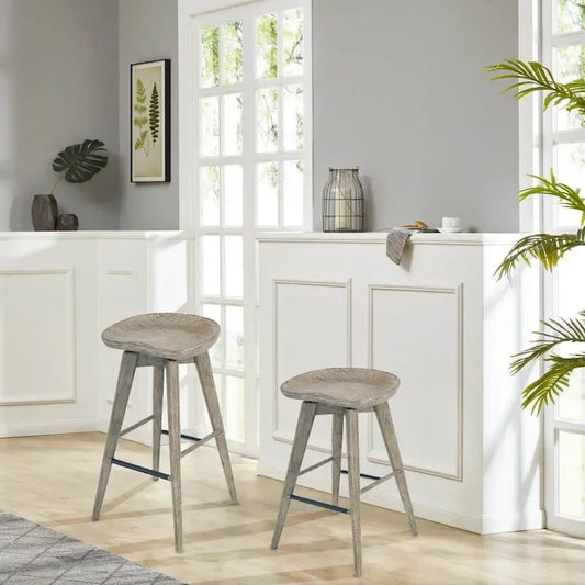 Bali Backless Wood Swivel Indoor Barstool - N/A