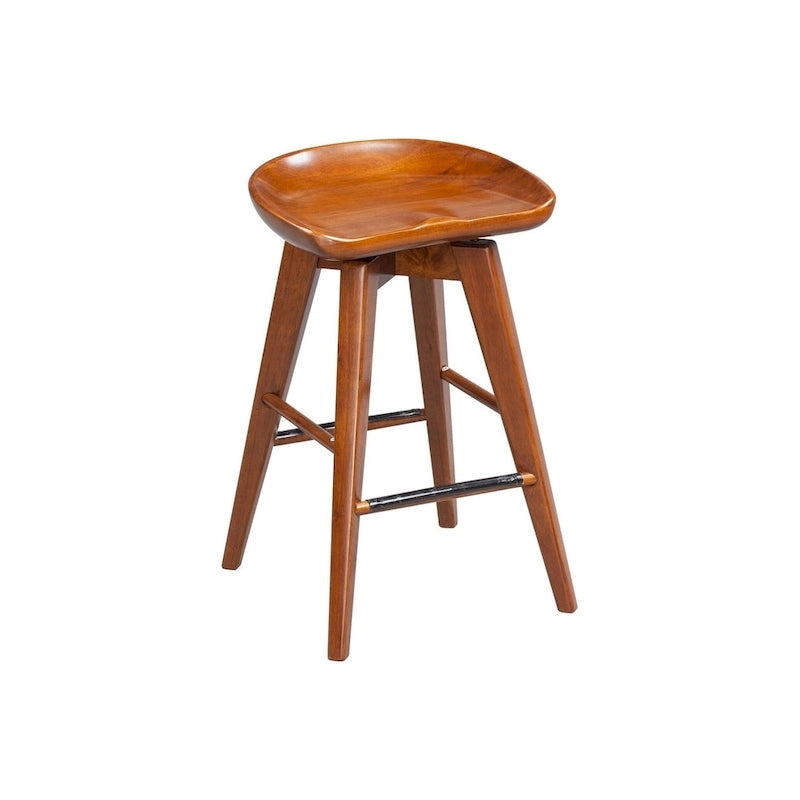 Bali Backless Wood Swivel Indoor Barstool - N/A