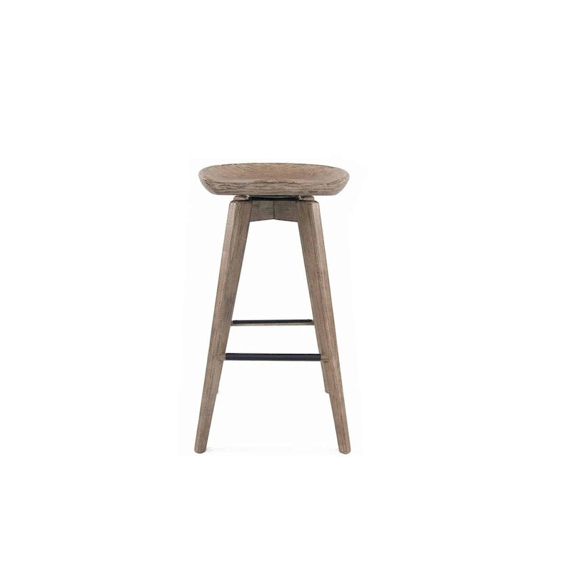 Bali Backless Wood Swivel Indoor Barstool - N/A