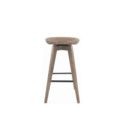 Bali Backless Wood Swivel Indoor Barstool - N/A