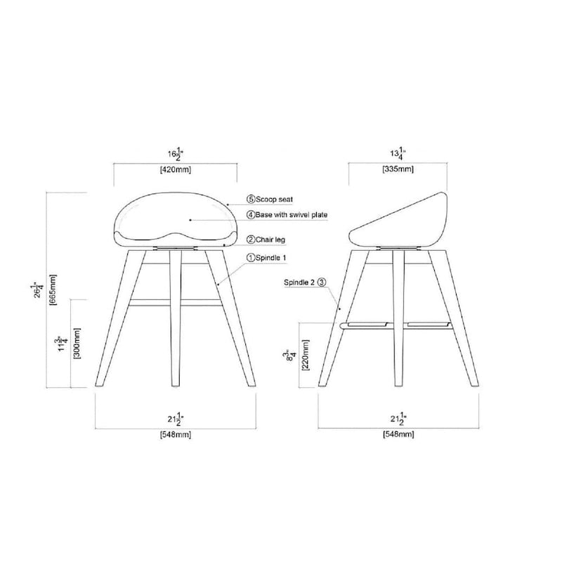 Bali Backless Wood Swivel Indoor Barstool - N/A
