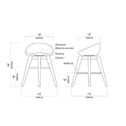 Bali Backless Wood Swivel Indoor Barstool - N/A