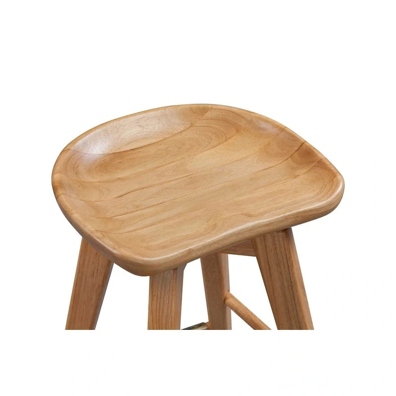 Bali Backless Wood Swivel Indoor Barstool - N/A