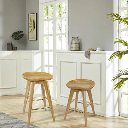 Bali Backless Wood Swivel Indoor Barstool - N/A