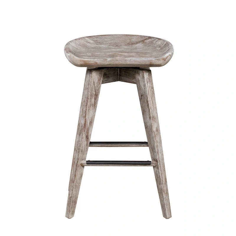 Bali Backless Wood Swivel Indoor Barstool - N/A