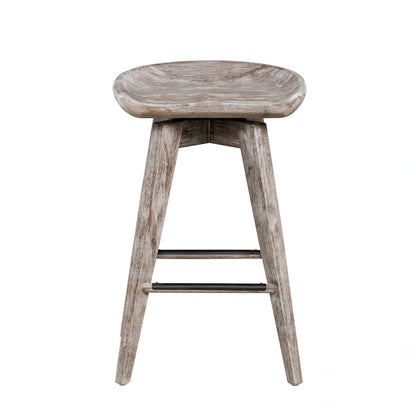 Bali Backless Wood Swivel Indoor Barstool - N/A