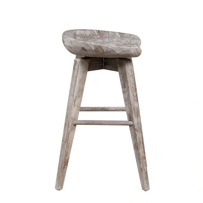 Bali Backless Wood Swivel Indoor Barstool - N/A